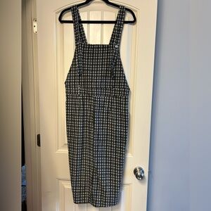 SHEIN Black and White Checkered Midi pinafore Dress